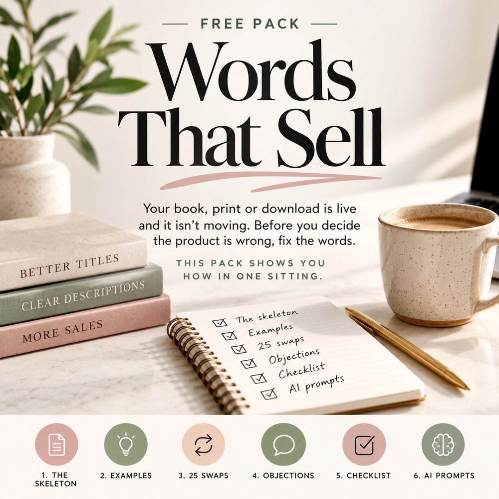 Words That Sell, the free description pack by Tina Alexander, Digital Business After 40